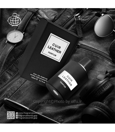 ادو پرفيوم مردانه فراگرنس ورد مدل کیور لدر پارفوم | Fragrance World Cuir Leather Parfume|فروشگاه تخفیفی آف یو 